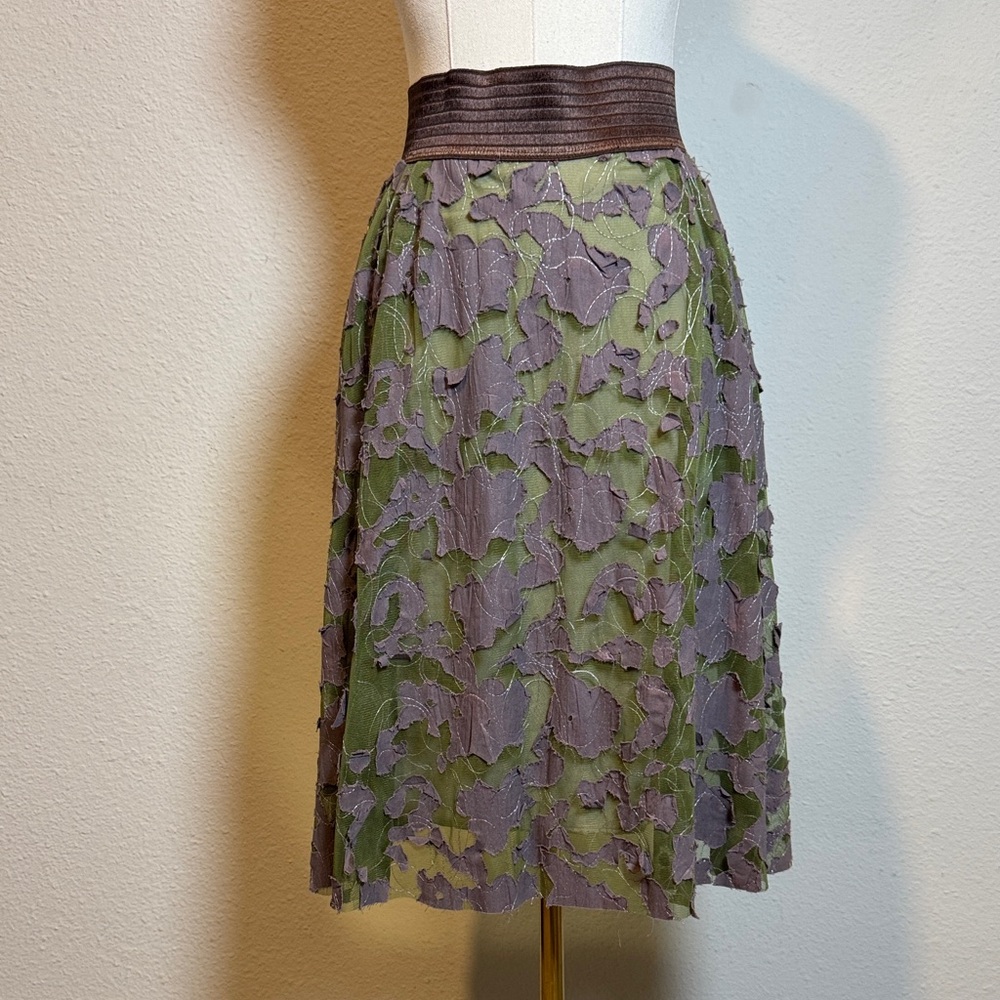 NWT Petit Pois Floral Appliqué Mini Skirt Green/Lilac size XL - Picture 11 of 11